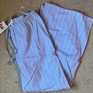 H&M Light Blue Striped Lounge Pants with red